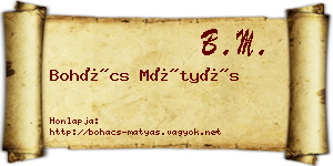 Bohács Mátyás névjegykártya